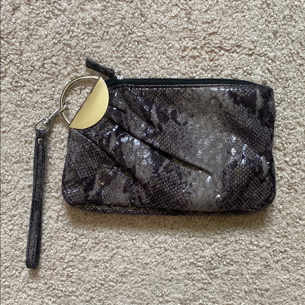Y2K Indie Sleeze Snake Print Wristlet With Silver Accent